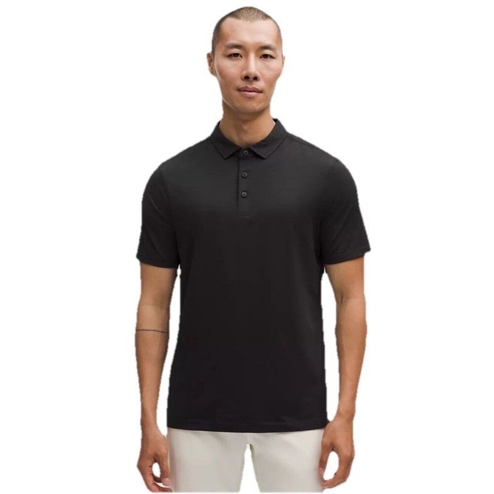 LULULEMON Men's Evolution Polo Shirt Stretch Performance Black Size Medium